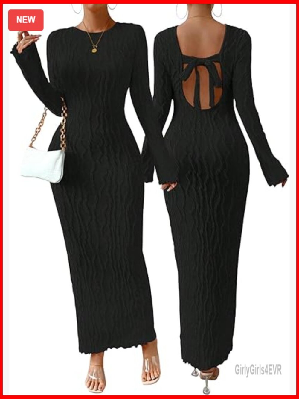 Long Sleeve Maxi Dress Backless Bodycon Casual Formal